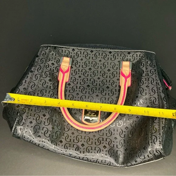 Guess Pratt Satchel Handbag Purse Rare Vintage Style Black and pink - Picture 11 of 12